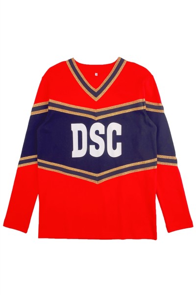 Manufacture of long-sleeved men's cheerleading uniforms Customized bronzing style V-neck cheerleading uniforms Cheerleading uniform supplier CH207 45 degree